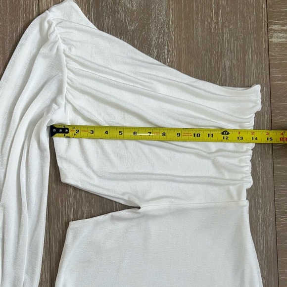 Altar'd State Brooke White One-Shoulder Balloon Sleeve Mini Dress NYE Dress S - Picture 13 of 16